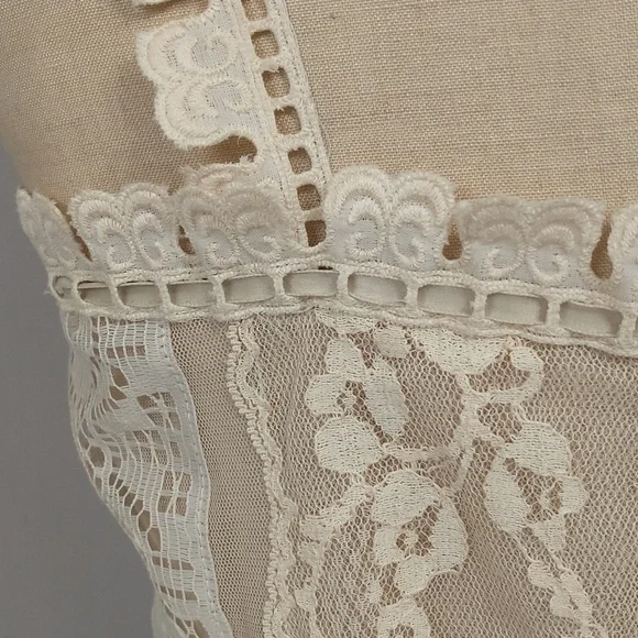OOAK Handmade Lace Bodice Crop Top Camisole Style Cream Ecru Ivory SeeMeasure - Picture 6 of 12